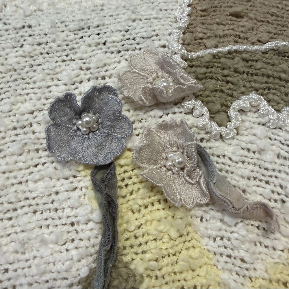 Vtg Alexis Womens Floral Chunky Knit Sweater Large Pearls Grannycore Cottagecore - Picture 8 of 10